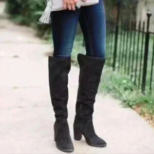 Vince Camuto Melaya Over the Knee Boots Grey Suede Size 6